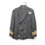 British Royal Navy uniform, a black jacket with Gieves Ltd London label "Cdr M W Morris RN 17.6.72