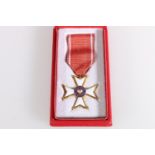 Poland, Order of Poland Restored gilt metal and enamel star badge, date to reverse 1944 in fitted