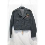 British Royal Air Force uniform, a blue jacket with H Edgard and Sons Ltd label "War Service Dress