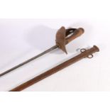 British 1908 pattern cavalry troopers' sword, the blade ricasso with markings (rusted), sheet