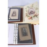 Three albums of cabinet photographs and carte-de-visits containing around 50 cards comprising mostly