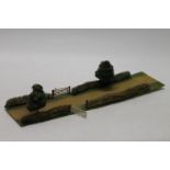 A rare Hornby O gauge model railways Countryside Section H diorama platform with gates and trees,