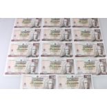 THE ROYAL BANK OF SCOTLAND PLC, fourteen ten pound £10 banknotes 6th February 2012 Diamond