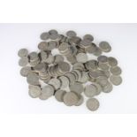 UNITED KINGDOM 500 grade silver (1920-1946) from circulation: 100 half crowns, 1390g gross