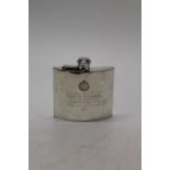 Royal Army Service Corps interest, a George V silver hip flask of crescent shape with presentation