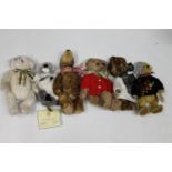 Teddy bears including Cameo Bears Fred bear, Ronnie Hek Ltd Iona Hamish Bear, Ganz Cottage