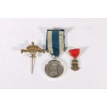 Queen Victoria jubilee medal 1897, an 1837-1897 tie pin and a VR Jubilee miniature medal, (ref ?)