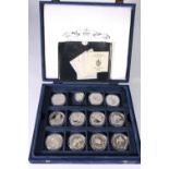 The Royal Mint Elizabeth II Coronation 40th Anniversary Crown Collection 1953-1993, 925 grade silver