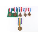 Six WWI war medals including five 1914-15 stars: S14360 Private Thomas Borthwick Thomson of A