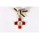 Order of the League of Mercy enamelled silver badge of honour, ladies bow ribbon [un-named], (ref