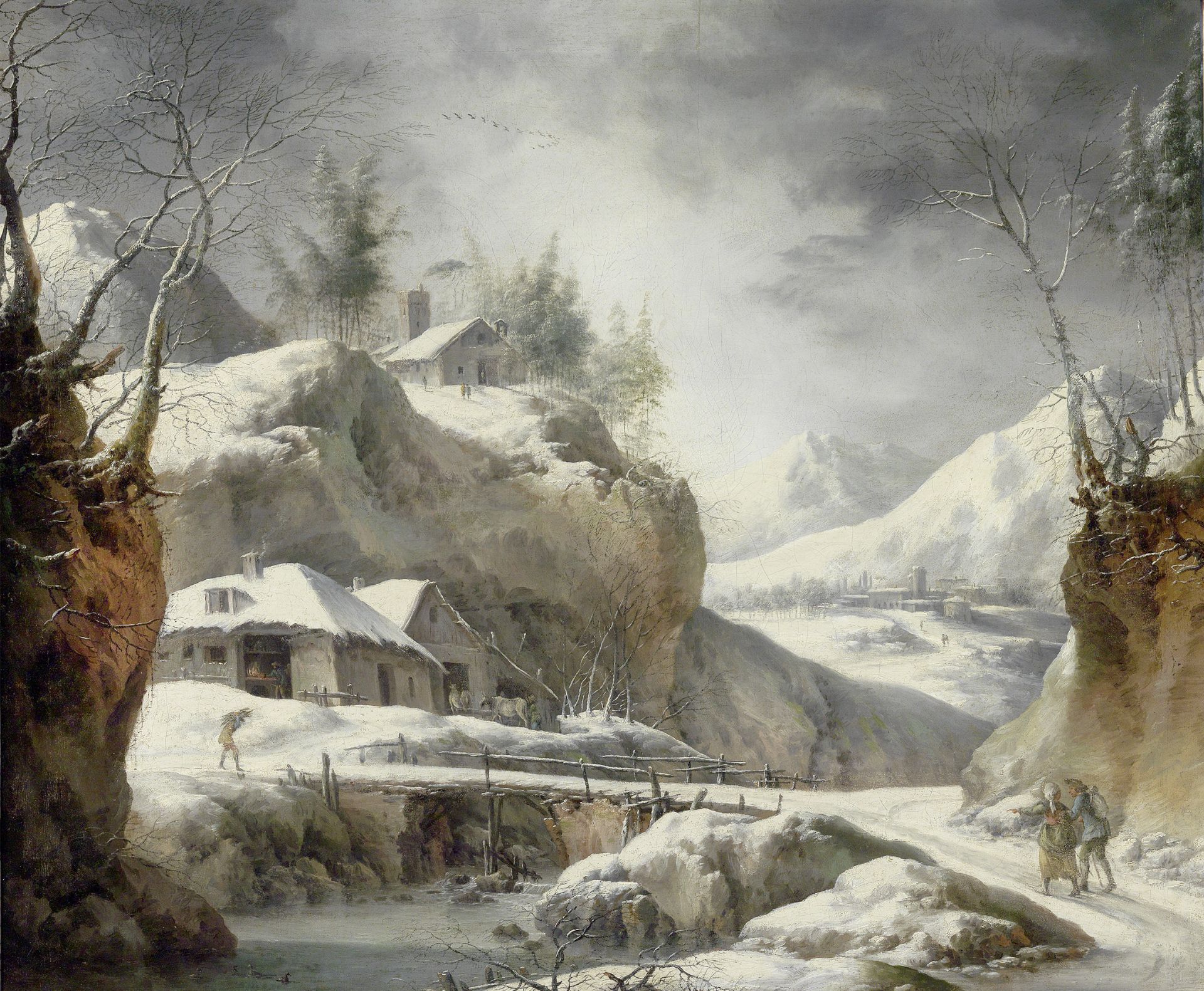 Johann Christian Vollerdt, Leipzig 1708 – 1769 Dresden, Winterliche Gebirgslandschaft 1754