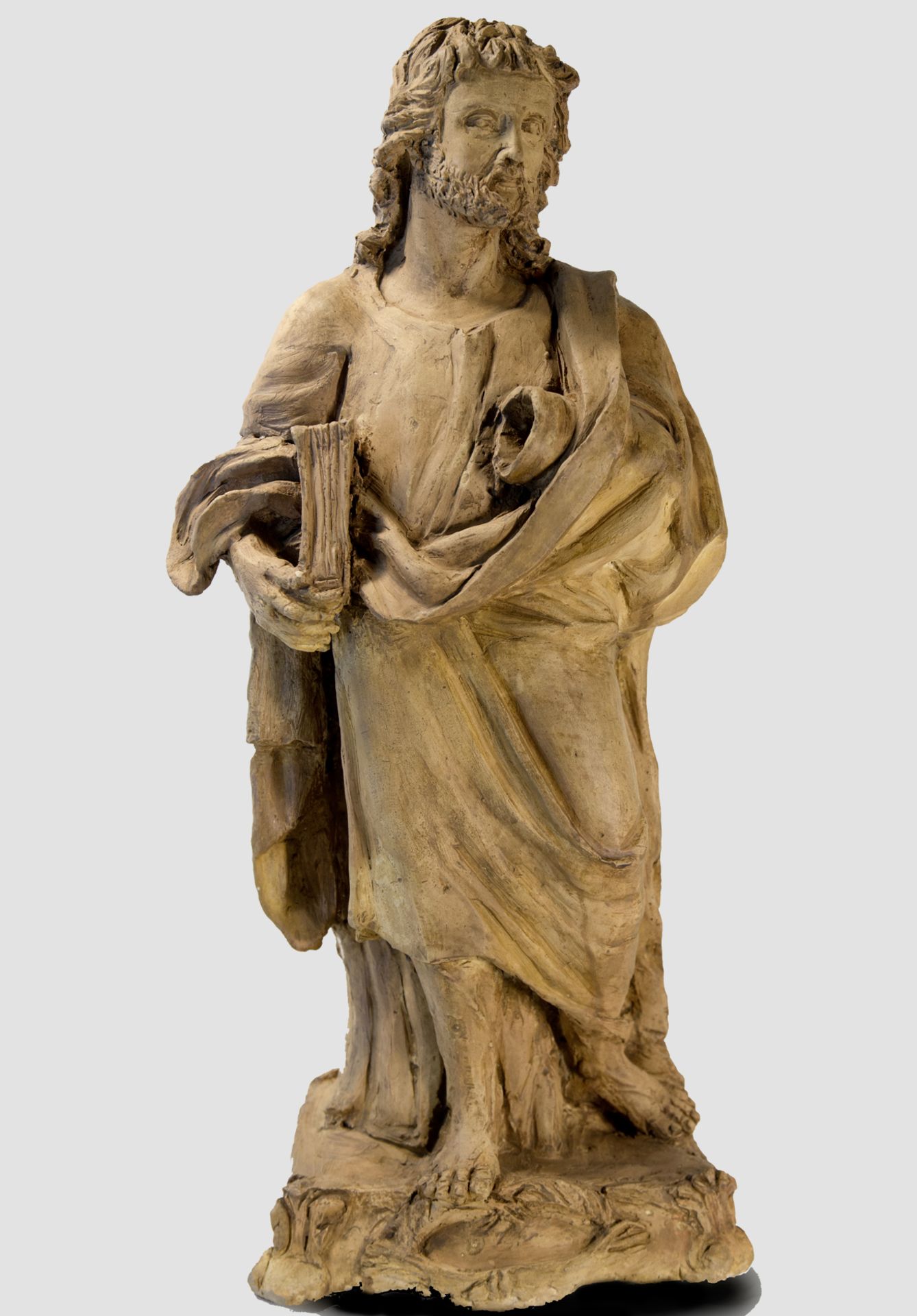 Meisterliche Skulptur, Apostel oder Gelehrter, Mittelitalien um 1630/50