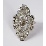 Platin-Diamant Ring, Art Deco