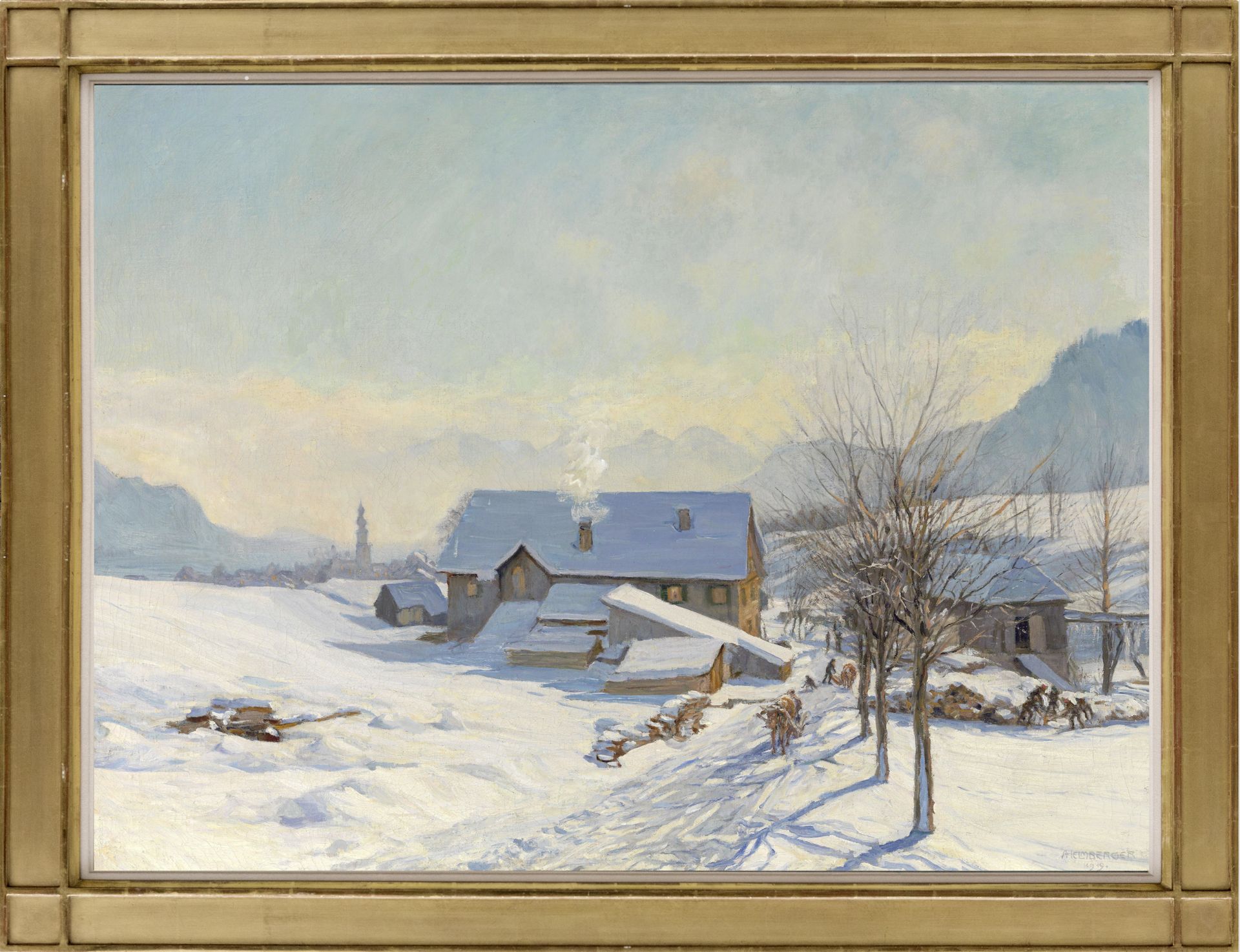 Adolf Helmberger, St. Gilgen 1885 – 1967 St. Gilgen, Blick auf St. Gilgen im Winter - Image 2 of 3