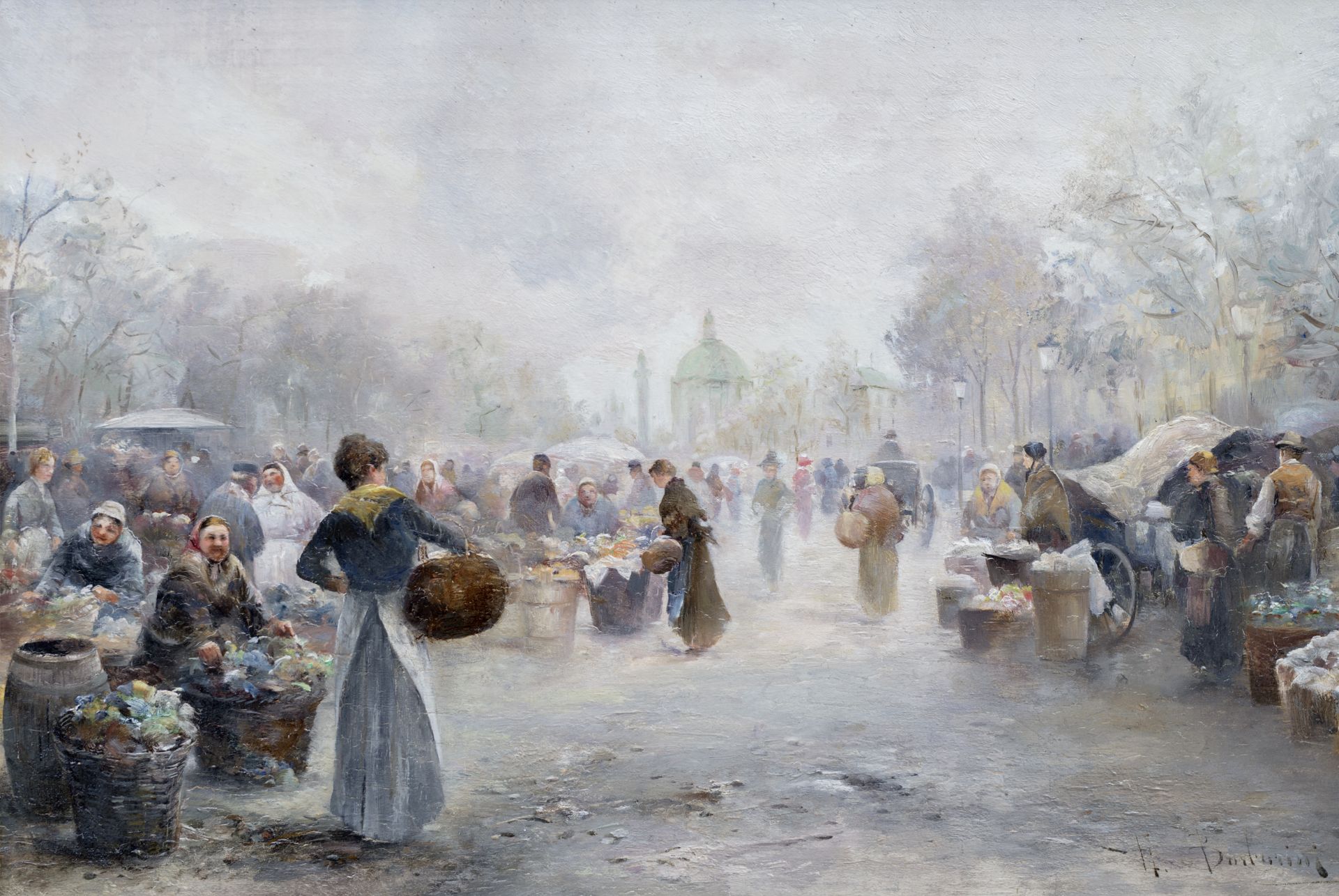 Emil Barbarini, Wien 1855 – 1930 Wien, Marktszene in Wien