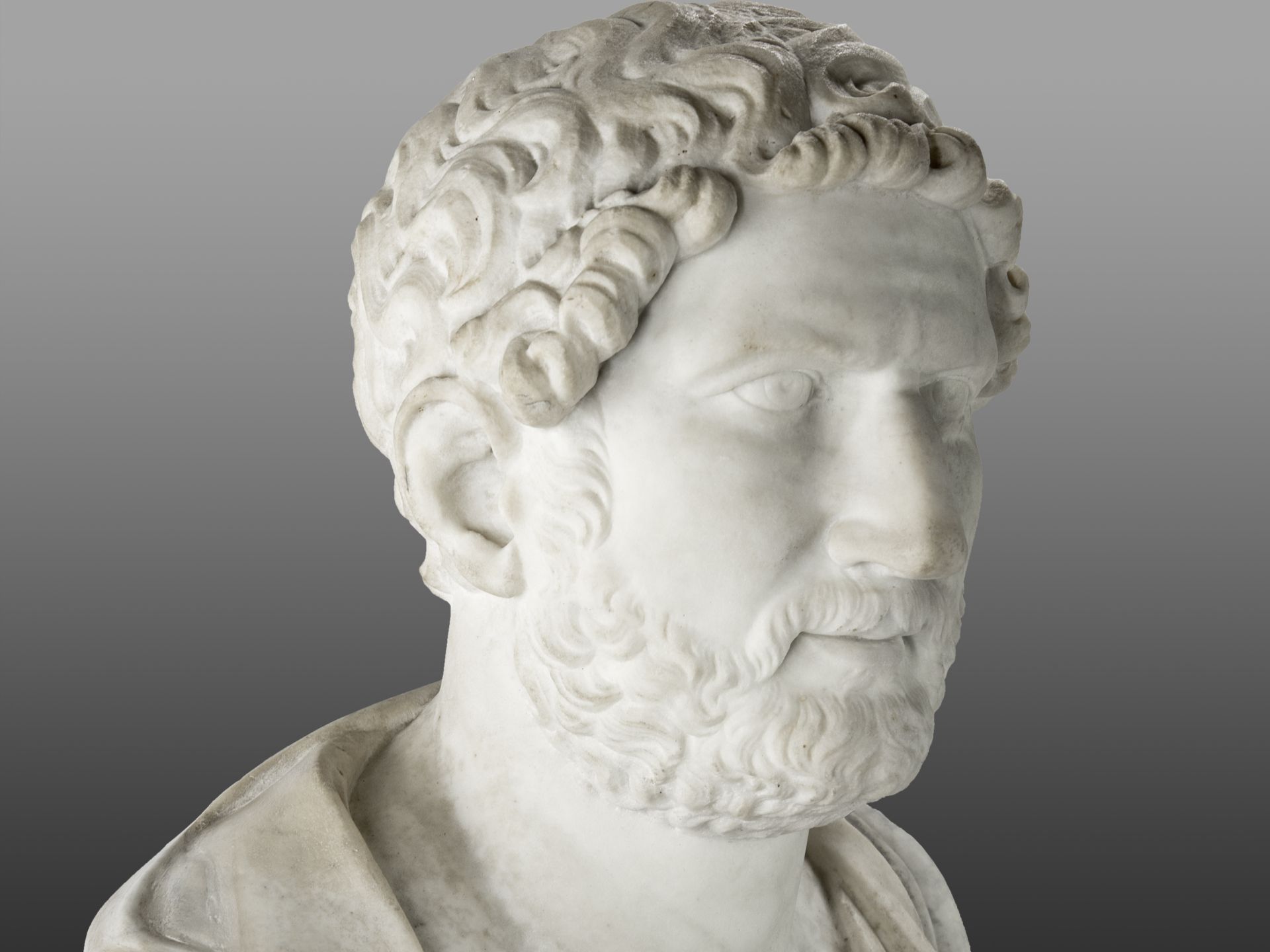 Portraitbüste des Kaisers Hadrian, Meisterlicher, italienischer Bildhauer, 17./ 18. Jahrhundert - Image 3 of 7