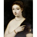 Mädchen mit Perlenkette, Gemälde, Italien, Ende 16. Jahrhundert