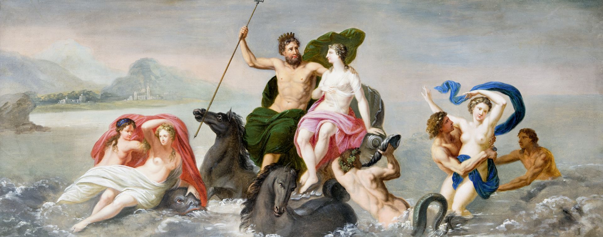 Mythologisches Gemälde "Poseidon", Italien/Rom?, 1750/70