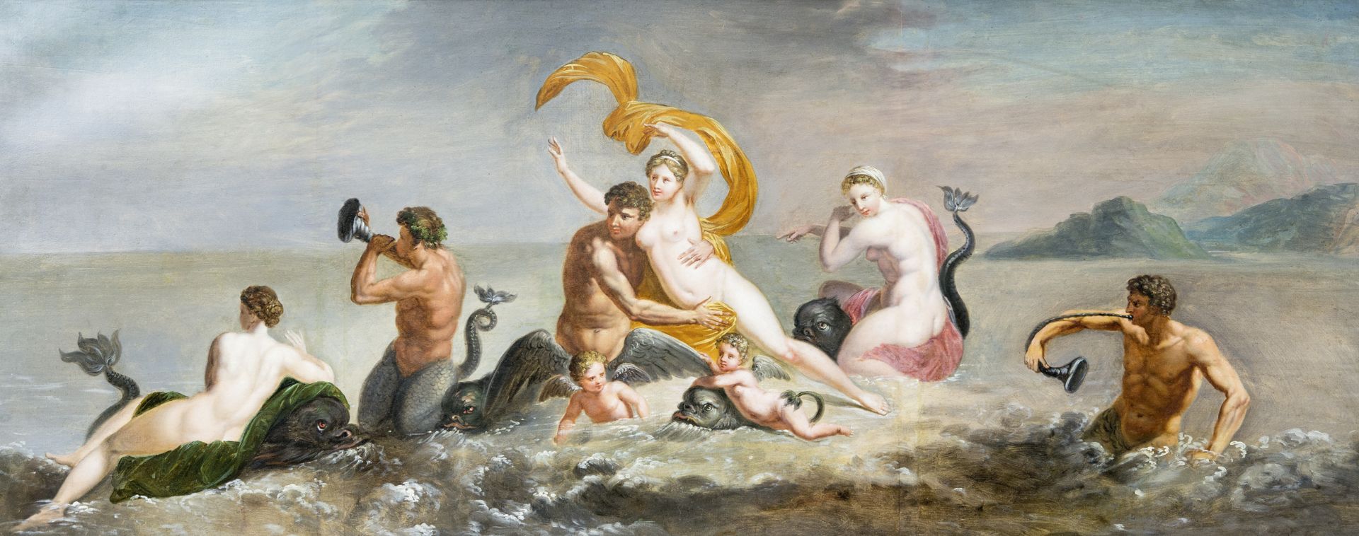 Mythologisches Gemälde "Triumph der Galateia", Italien/Rom?, 1750/70