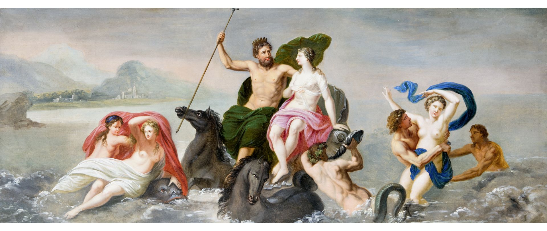 Mythologisches Gemälde "Poseidon", Italien/Rom?, 1750/70