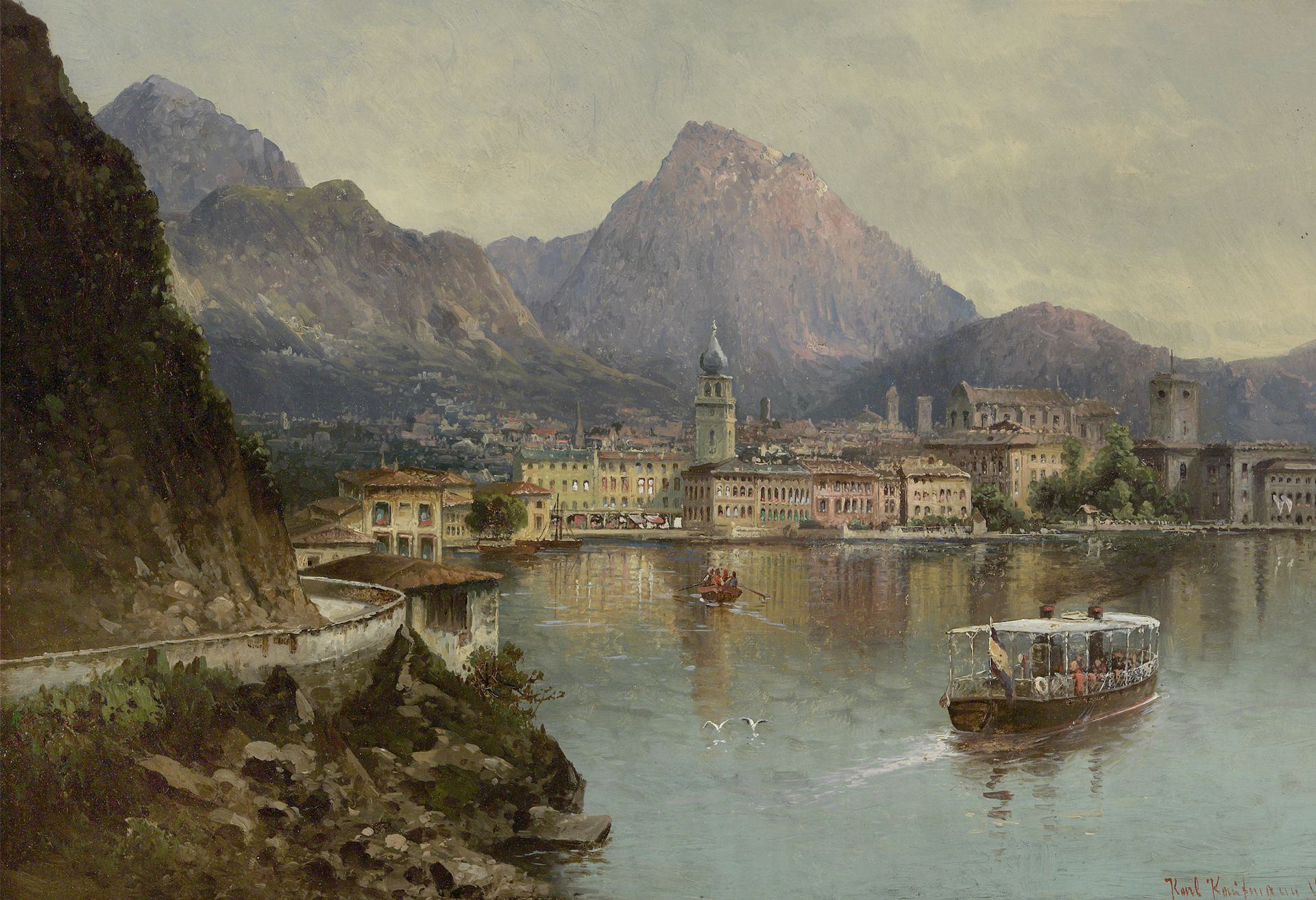 Karl Kaufmann, Schlesien 1843 – 1905 Wien, Blick auf Riva del Garda