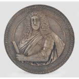 Plakette Kaiser Leopold I., Bronze versilbert
