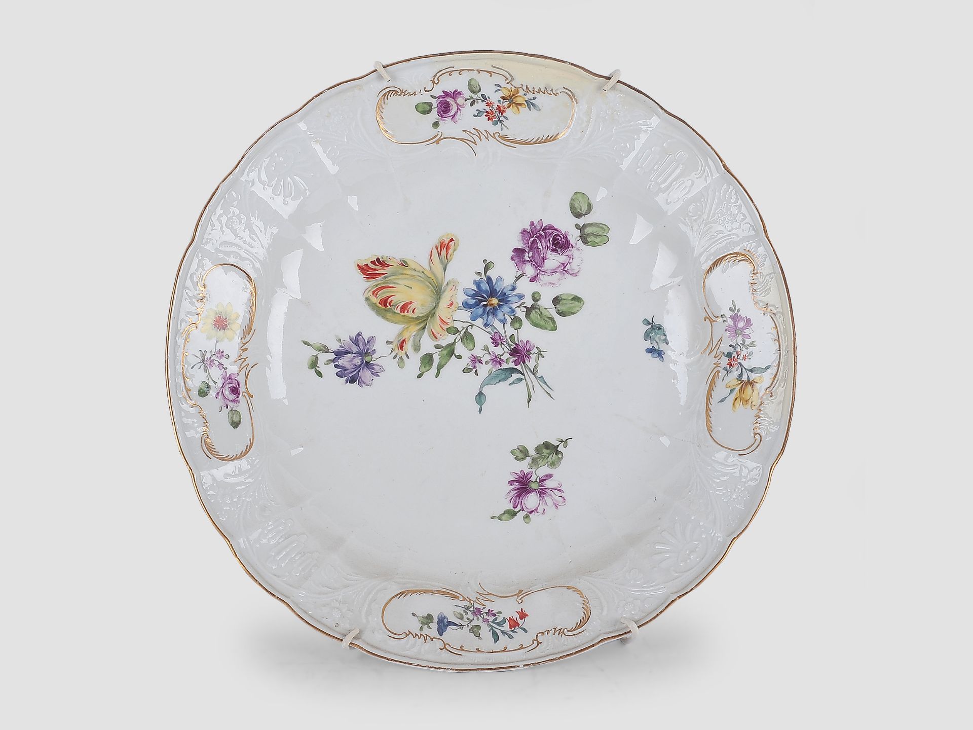 Meissen Porzellanteller, Blumendekor, 18. Jahrhundert