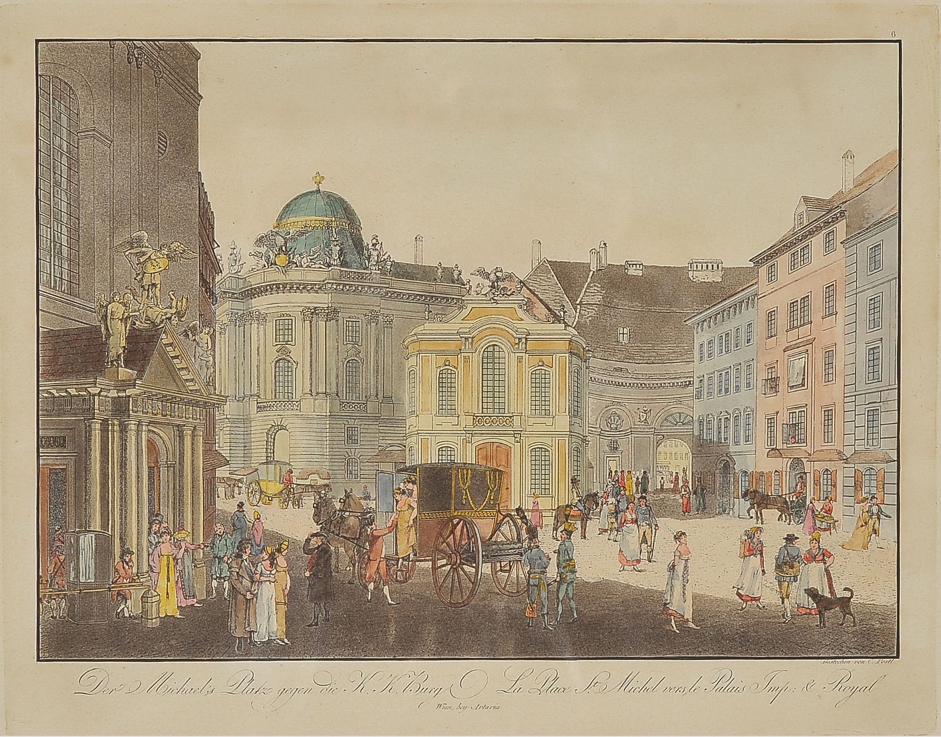 Das Alte Burgtheater, Kolorierter Stich, 18./19. Jahrhundert