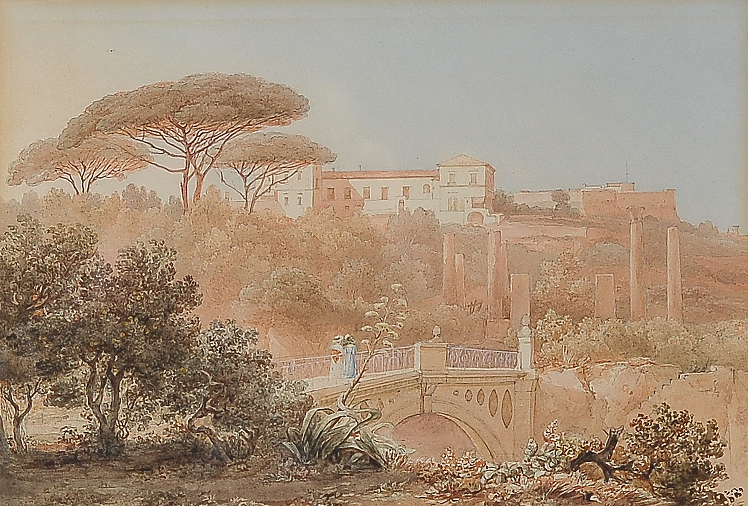 Aquarell, Motiv bei Rom, 19. Jahrhundert