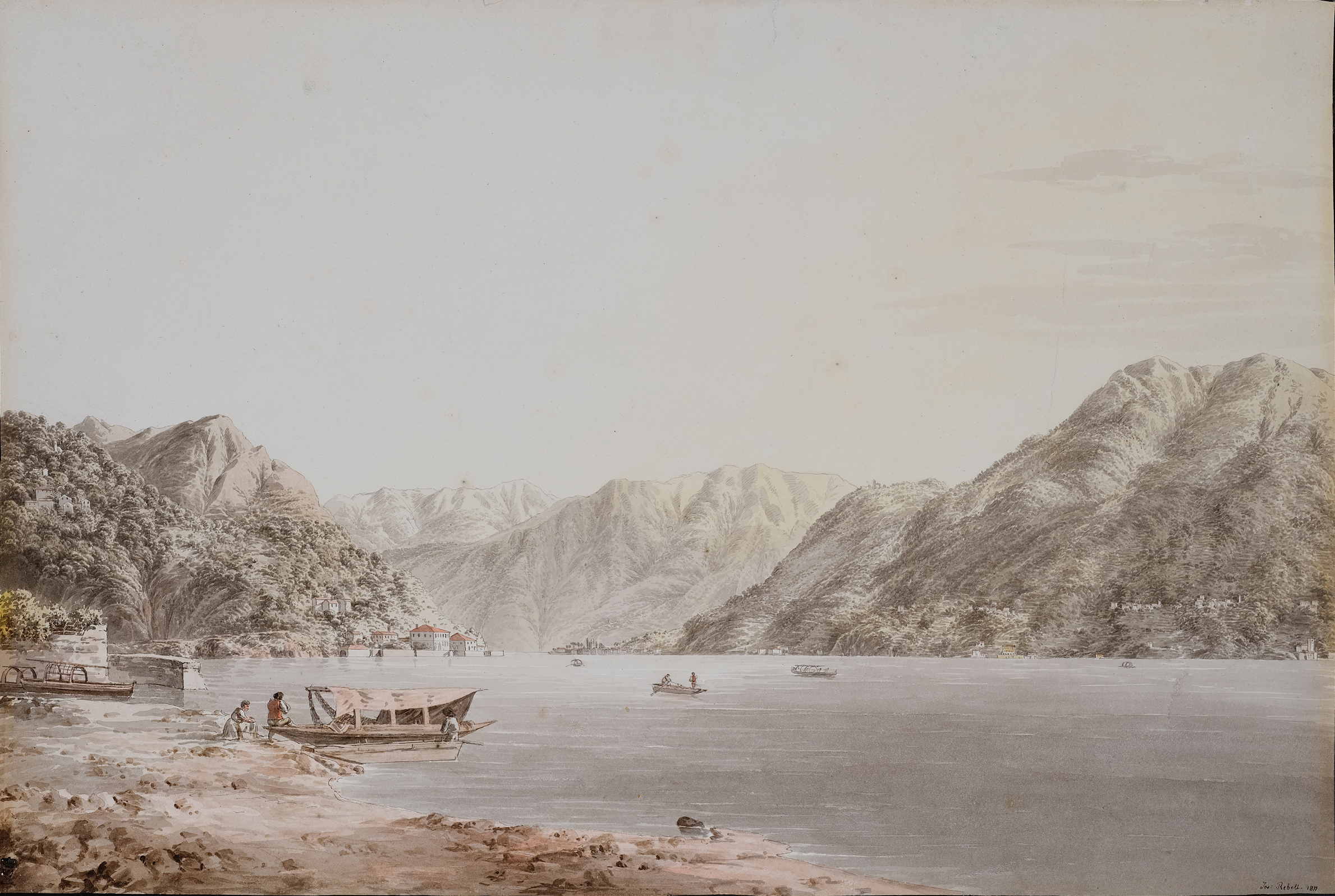 Joseph Rebell, Wien 1787 – 1828 Dresden, Boote am Lago di Como