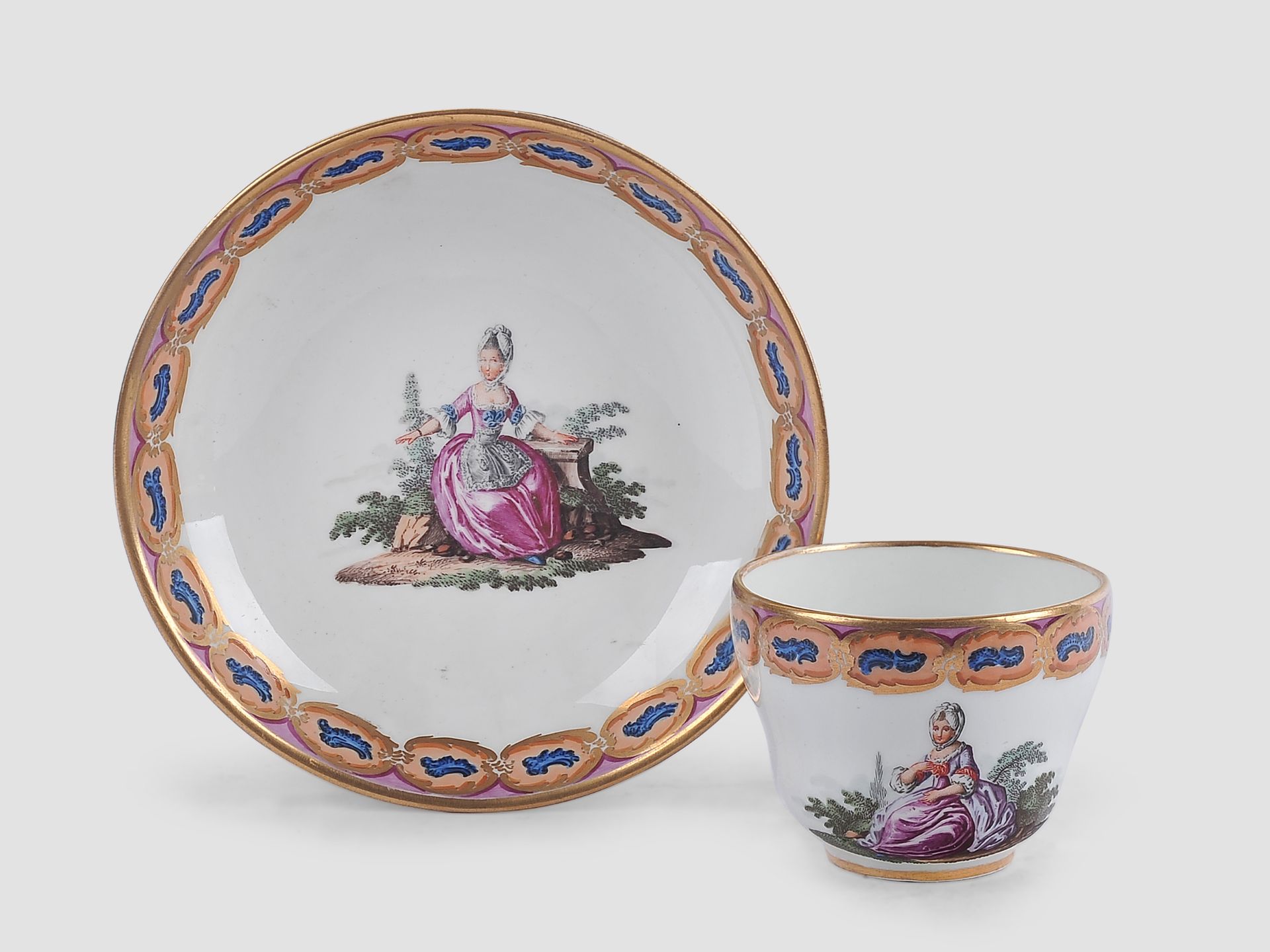 Alt Wien Porzellan, Tasse mit Untertasse, 18. Jahrhundert - Image 2 of 4