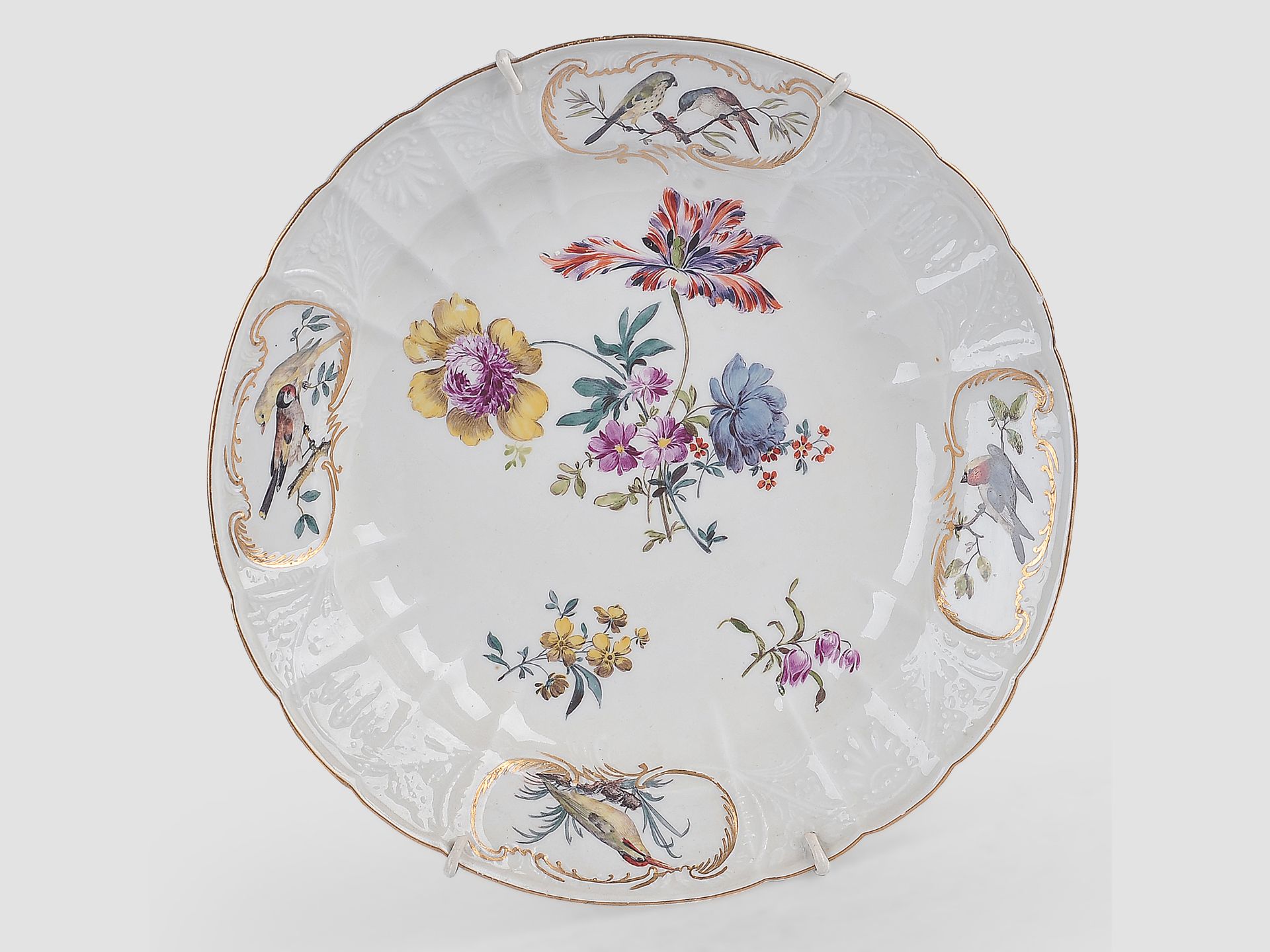 Meissen Porzellanteller, Blumenmotiv, 18. Jahrhundert