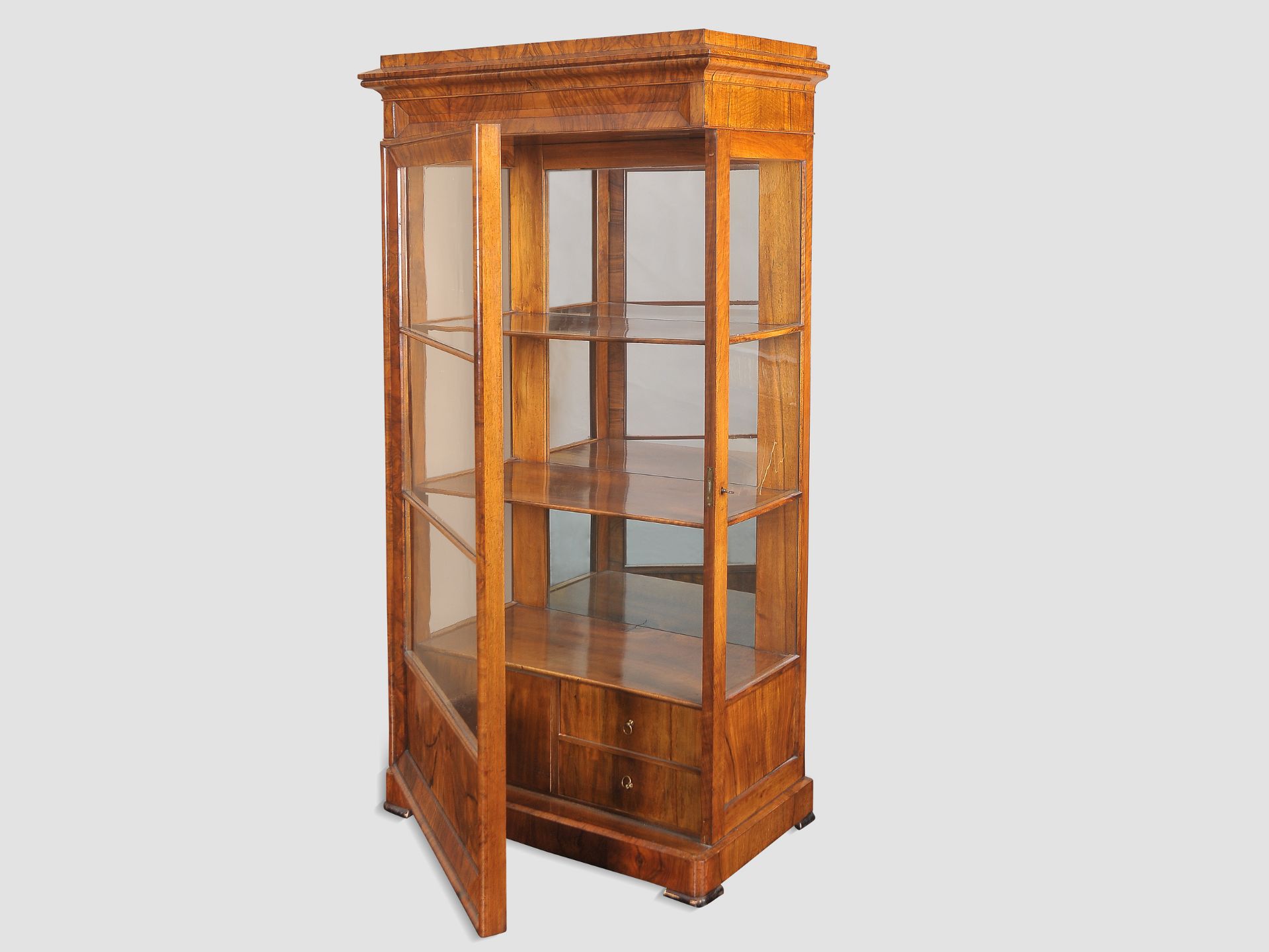 Biedermeier Vitrine, Nussholz, um 1830/35 - Image 2 of 3