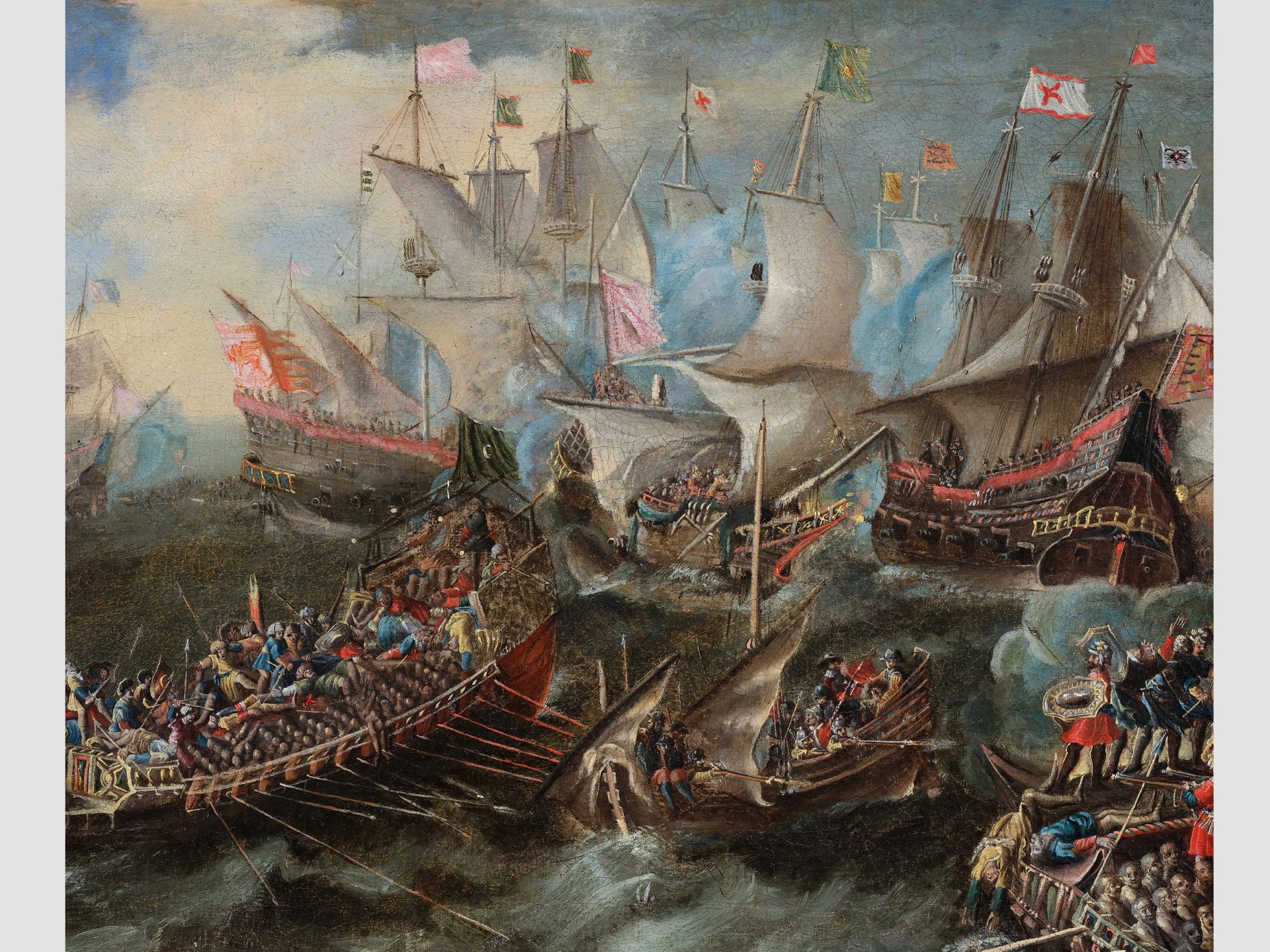 Naval Battle at Lepanto, German painter, 17th century - Image 3 of 5