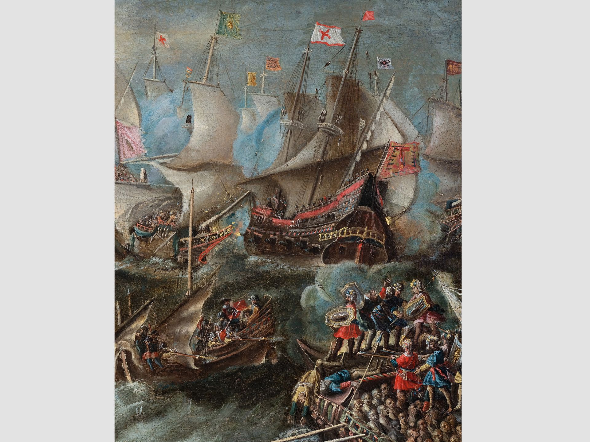 Naval Battle at Lepanto, German painter, 17th century - Image 2 of 5