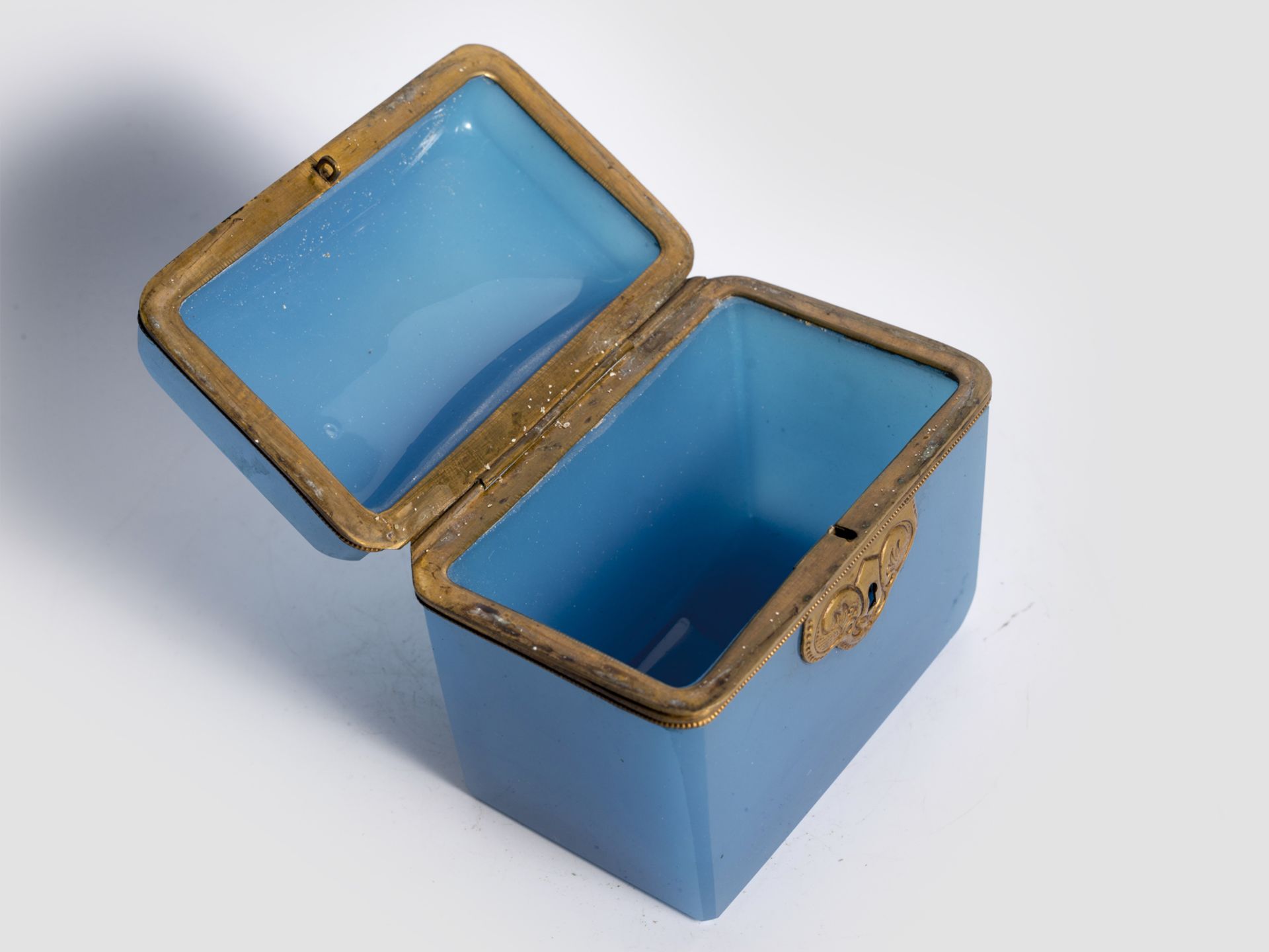 Empire-Biedermeier Zuckerdose, Österreich, um 1830, Blaues Glas - Bild 3 aus 4