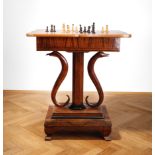 Schachtisch, Biedermeier, Um 1840