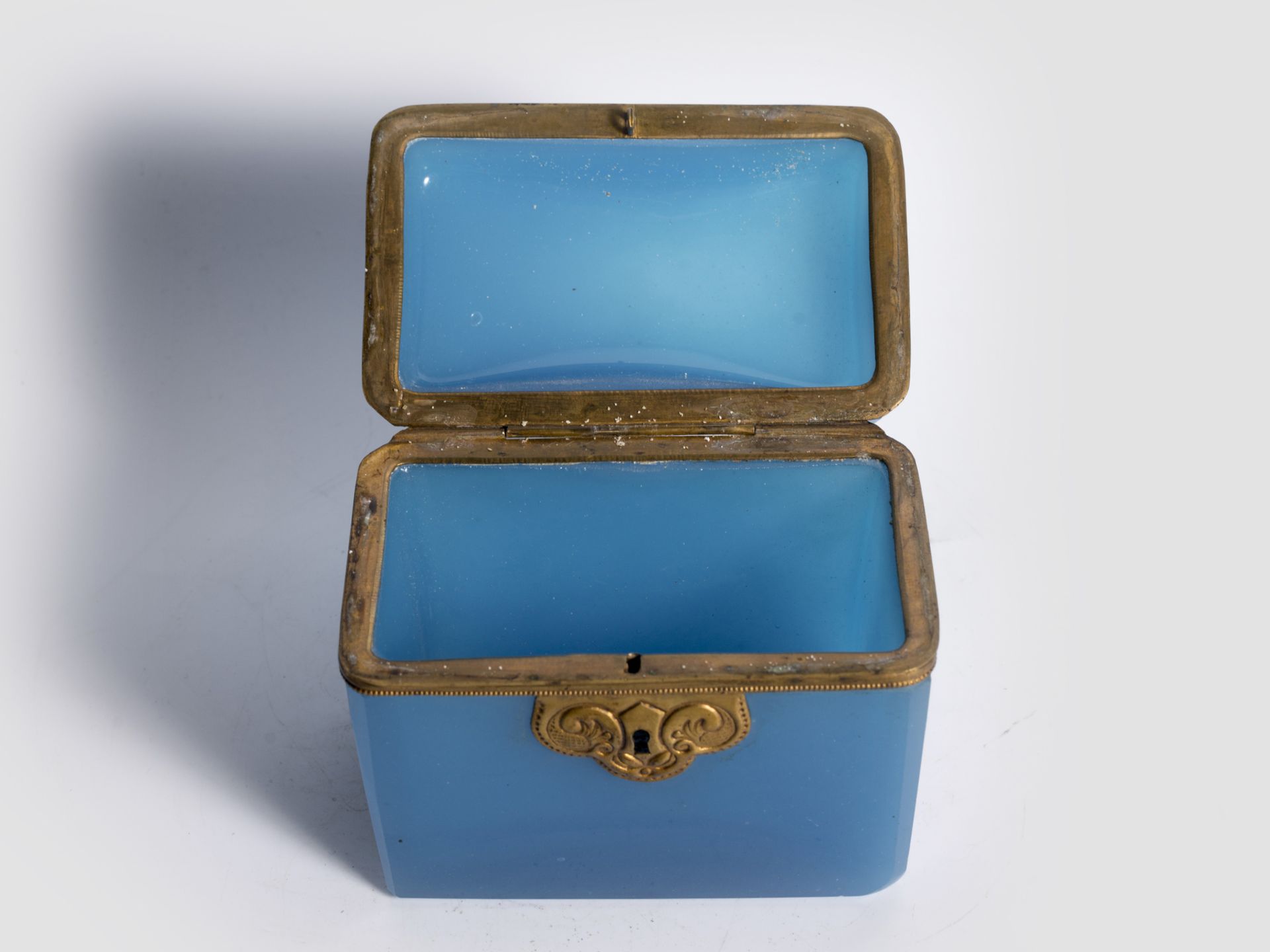 Empire-Biedermeier Zuckerdose, Österreich, um 1830, Blaues Glas - Bild 2 aus 4
