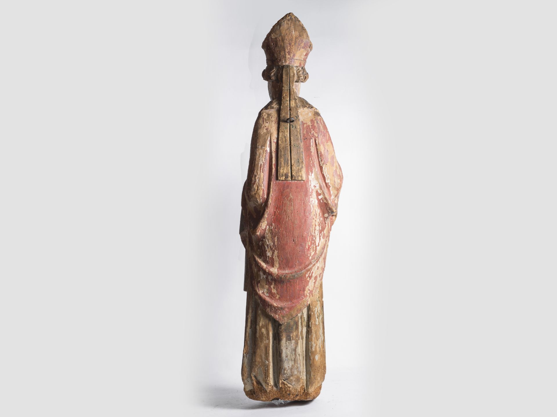 Hl. Bishop in Soft Style, Tyrol around 1400, Carved lime wood - Image 6 of 7