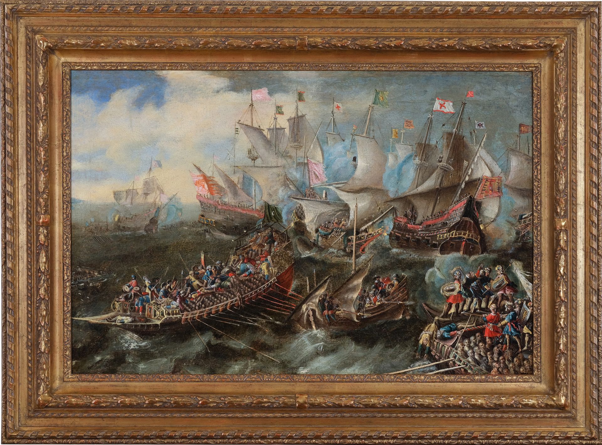 Naval Battle at Lepanto, German painter, 17th century
