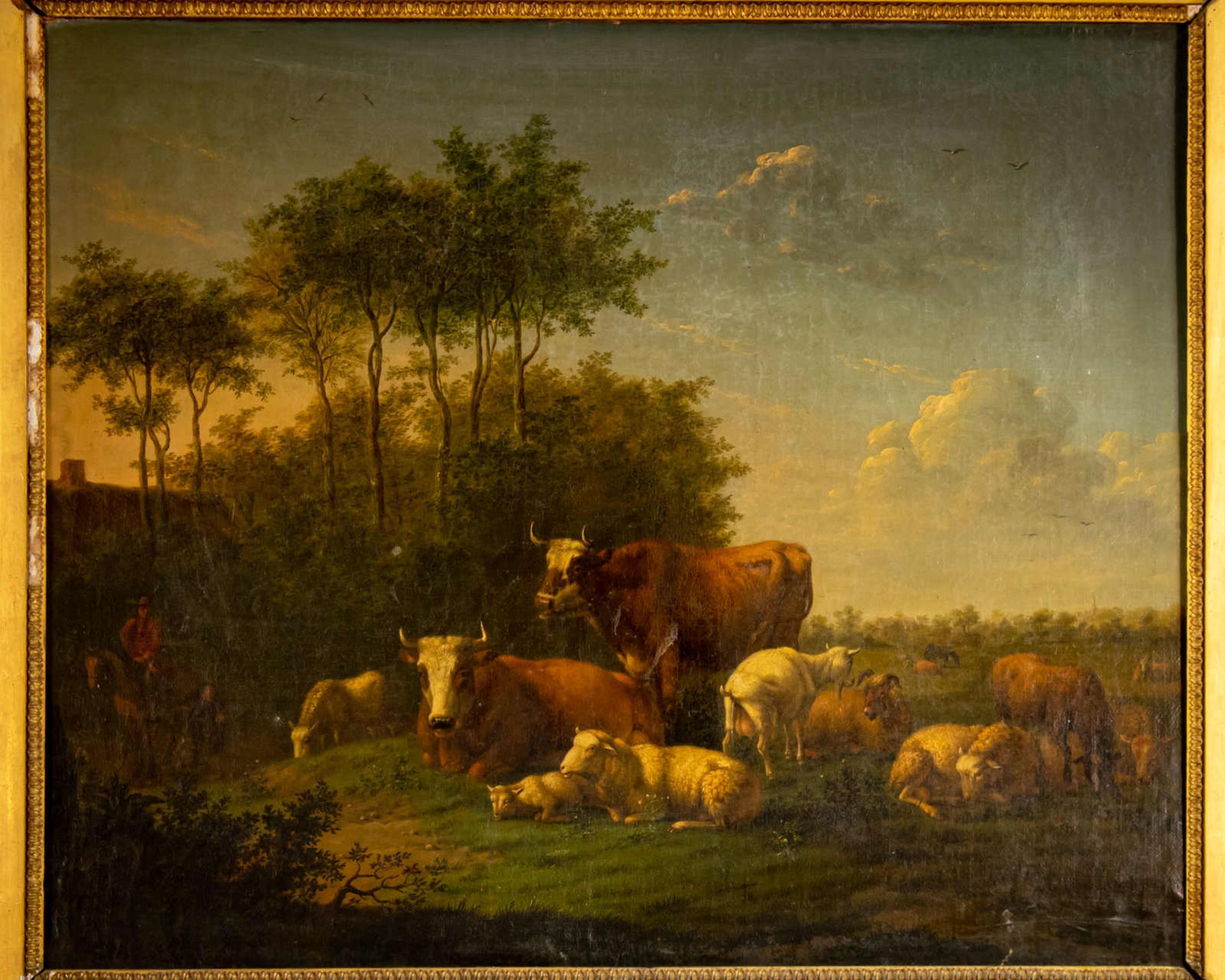 Rastende Weidetiere, Paarhufer. Cornelis Vermeulen (1732 - Dordrecht -1813), wohl. Öl auf