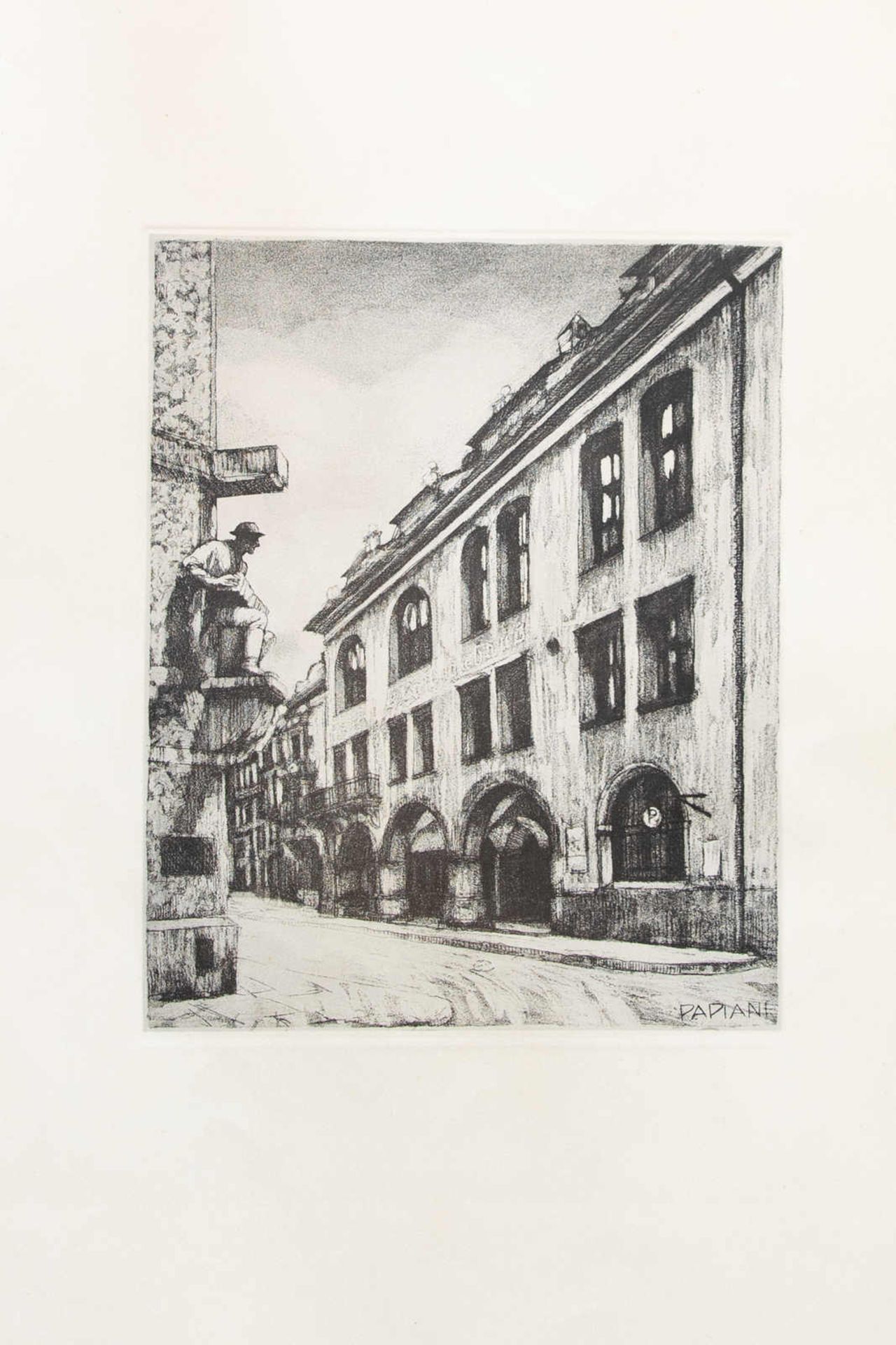 12 Architekturansichten. Giuseppe Papiani (20. Jahrhundert, Italien). Lithographien auf Bütten, im - Bild 6 aus 13