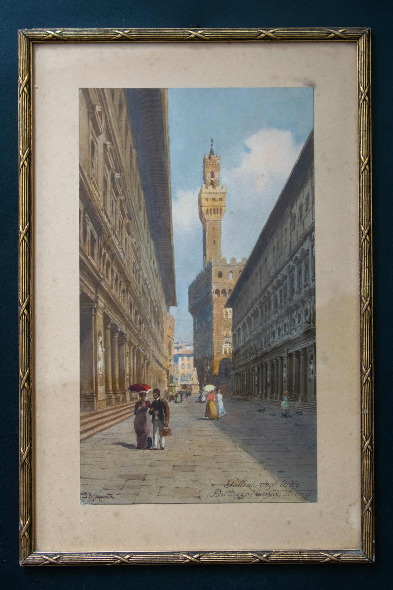 Florenz, Die Uffizien & Palazzo Vecchio. Alberto Prosdocimi (09.09.1852 Venedig - 1925 Venedig). - Bild 2 aus 3
