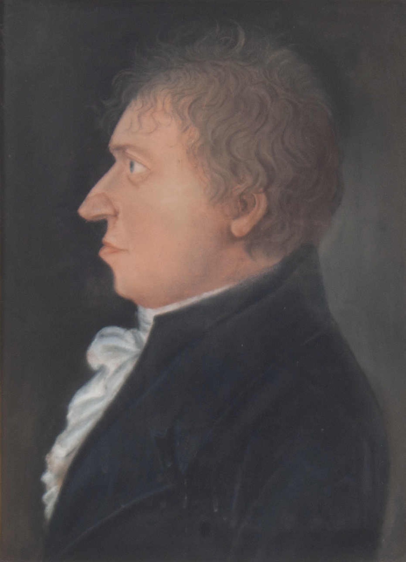 Porträt eines Mannes im Profil. Pastellkreide auf Papier, Datierung um 1870, augenscheinlich
