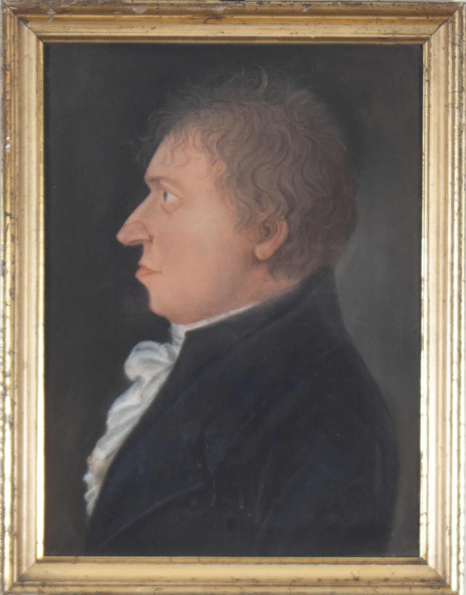 Porträt eines Mannes im Profil. Pastellkreide auf Papier, Datierung um 1870, augenscheinlich - Image 2 of 2