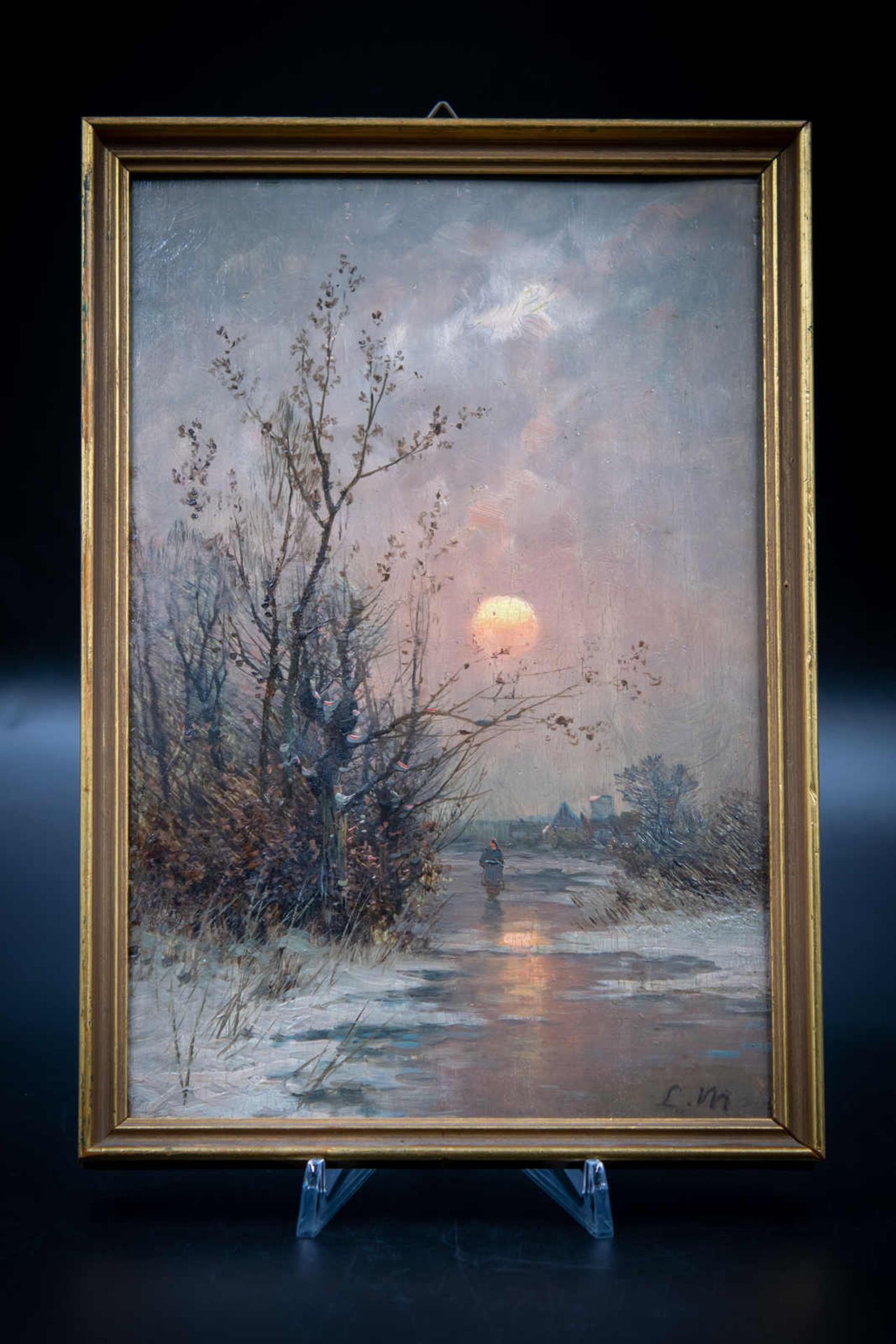 Ölbild Szene eines Wintertages (Ludvig Munthe)