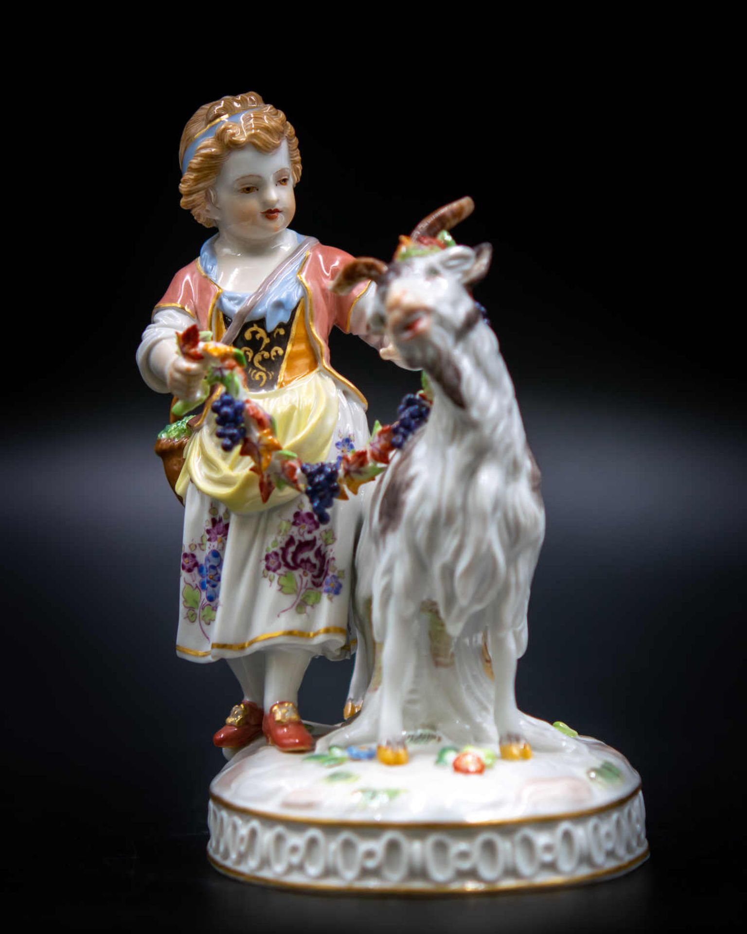 Porzellanfigur Meissen Ziegenhirtin mit Ziege