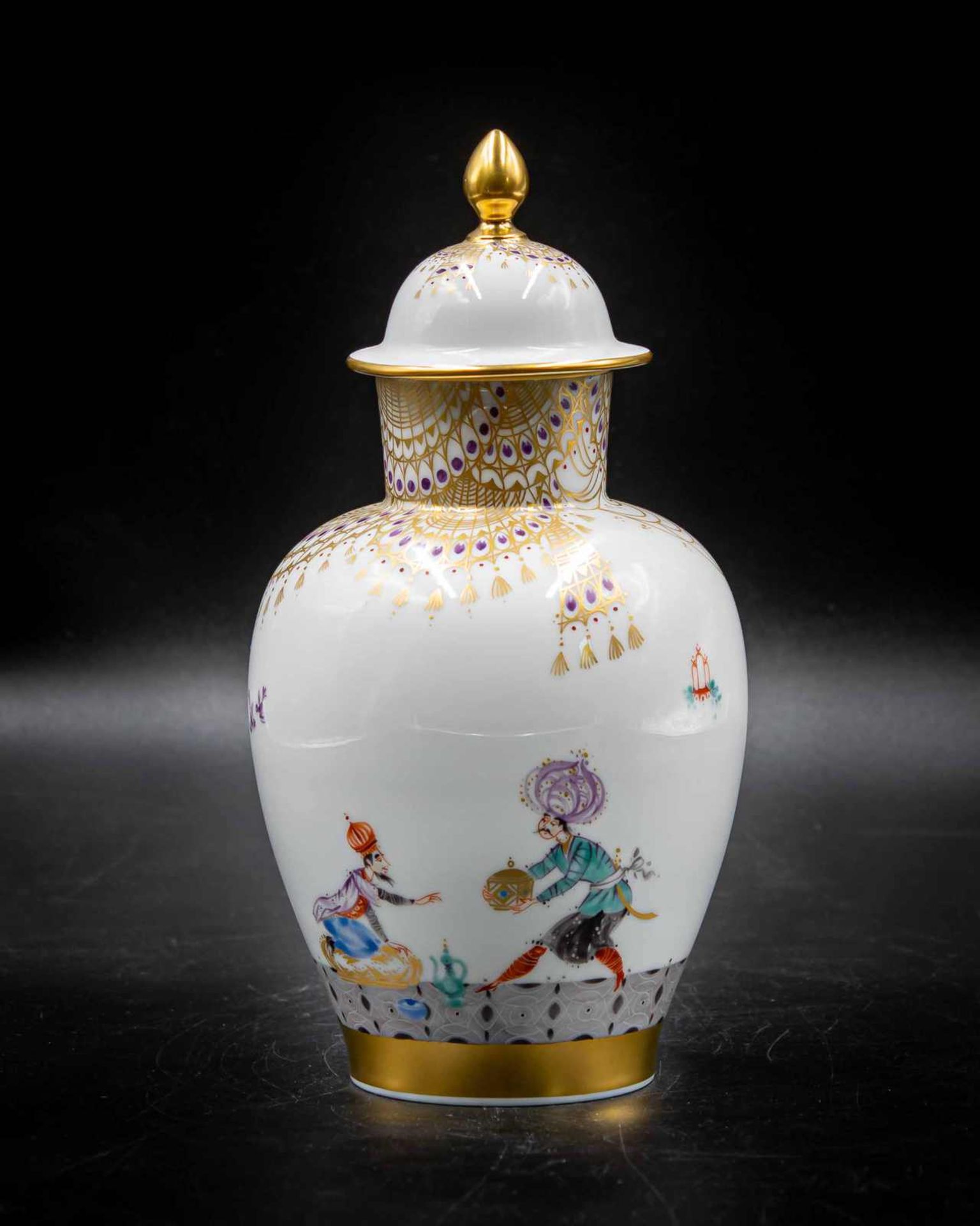 Deckelvase Meissen Dekor "1001 Nacht", 23,5 cm