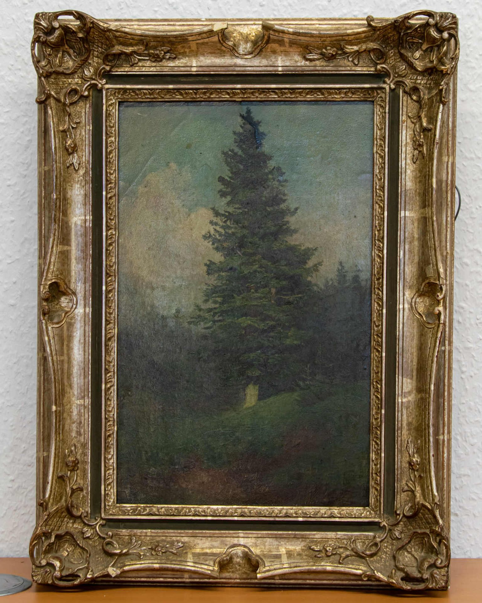 Gemälde Landschaft mit einzelnem Baum Tanne (Rudolf Hirth du Frênes)