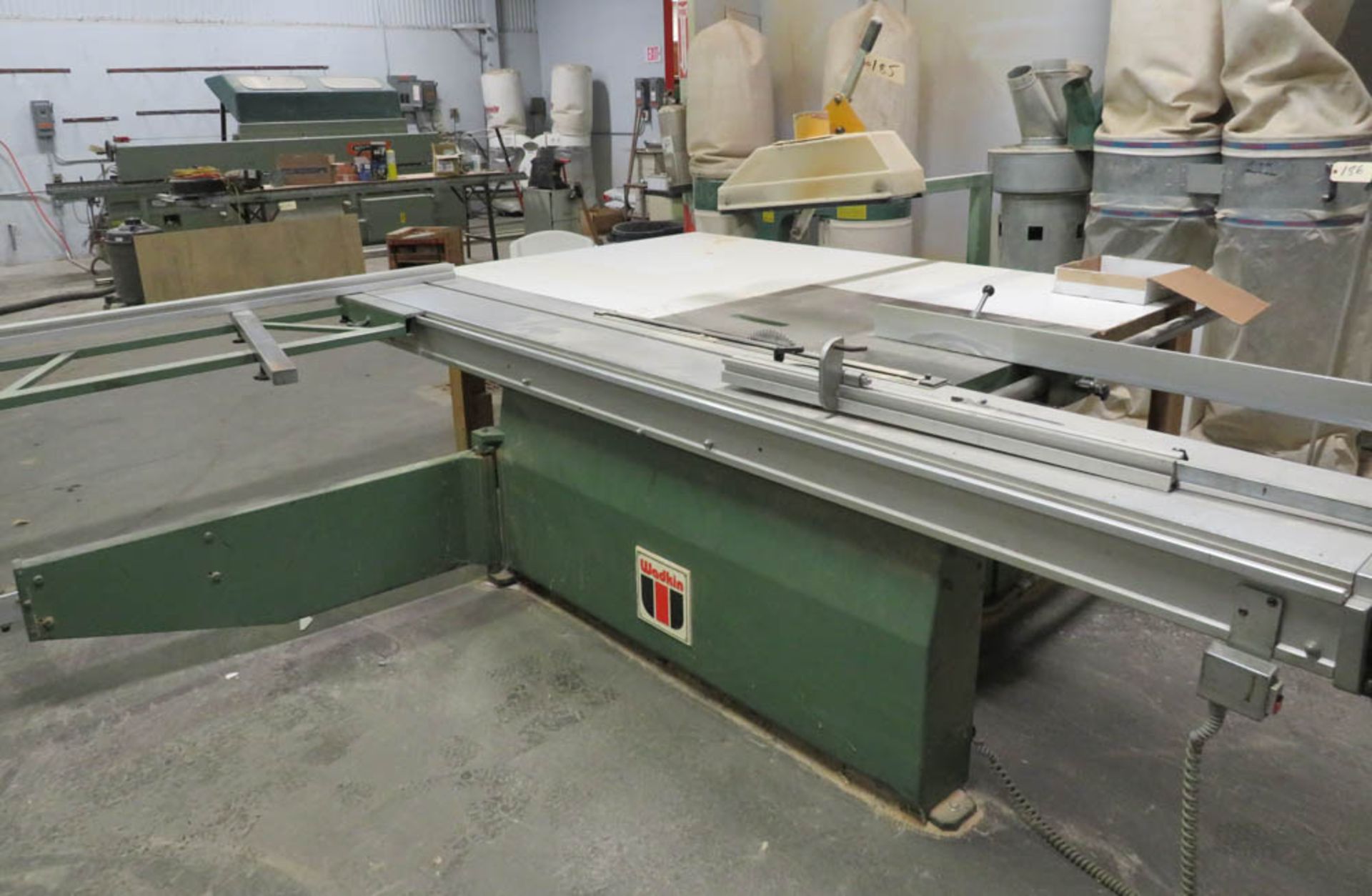 WADKIN MDL. CP32 SLIDING TABLE SAW, 9HP, 126" X 74" TABLE WITH GRIZZLY 3HP DUST COLLECTION SYSTEM,